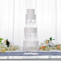 Nouveauté 2025 Support à gâteau en acrylique blanc cristal LEXI Moderne Transparent Décoration de table de dessert de mariage Ornements romantiques