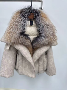 Chaqueta Reversible Impermeable <span class=keywords><strong>de</strong></span> Plumón <span class=keywords><strong>de</strong></span> <span class=keywords><strong>Ganso</strong></span> y Lana para <span class=keywords><strong>Mujer</strong></span>, con Borlas <span class=keywords><strong>de</strong></span> Piel en el Cuello, Gruesa y Cálida, Moda Invierno 2025 - Product Image 3