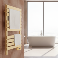 Sèche-serviettes électrique mural pour salle de bain d'appartement, blanc, avec thermostat numérique et panier de rangement