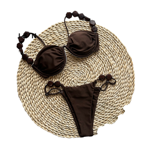 STOCK Traje de baño con aros de doble forro para mujer Conjunto de Bikini brasileño de moda Cordón de diamantes de imitación Malla Volantes Cinturón Decoraciones - Product Image 4
