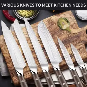 Couteaux de cuisine avec logo personnalisé, tranches de bois, pain, couteau de chef Santoku, ensemble de couteaux de cuisine japonais en acier inoxydable