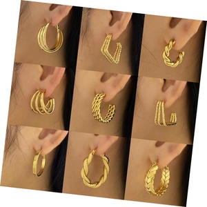 <b>Fashion</b> Luxury Jewelry 18K Gold Plated Accessories Stainless Steel <b>Hoop</b> <b>Earrings</b> Women - Product Image 1