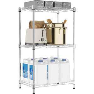 MZG Fast Shipping Small Space 3 Tiers Metal Kitchen Bedroom Storage Rack <b>Shelves</b> <b>Wire</b> <b>Wire</b> Shelving Unit - Product Image 4