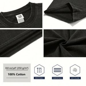 Camiseta Vintage Naranja de 250 g/m², 100% Algodón, Lavado a Granel, Oversize, Lavado Ácido, Estampado Digital Gráfico - Product Image 6