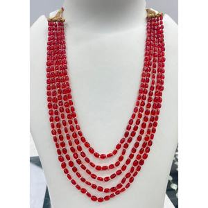 Collar Hecho a Mano de 5 Capas, Multicolor, con Cuentas Ovaladas Lisas de Jade Semipreciosa Auténtica, Collar de Varias Hebras de Piedra Natural - Product Image 3