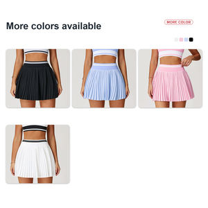 Rok olahraga lipit setengah panjang, rok pendek kebugaran garis-a pinggang tinggi mencegah paparan, rok tenis Golf - Product Image 5