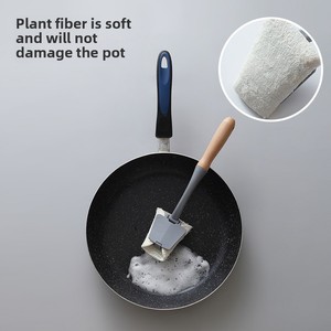 Zenidoo Eco-Friendly Handheld Loofah Pot <b>Brush</b> with <b>Extended</b> Wooden Handle Non-Stick Surface for Kitchen Dish and Bowl Cleaning - Product Image 4