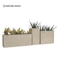 Grands pots de fleurs rectangulaires en fibre de verre pour jardin extérieur, revêtement poudré, résistants à la corrosion, pots de propagation de plantes durables