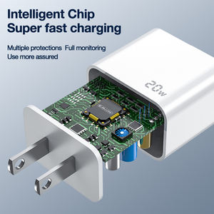 Chargeur mural rapide 20W PD QC3.0 double USB C pour <span class=keywords><strong>iPhone</strong></span> <span class=keywords><strong>14</strong></span> 13 12 11 <span class=keywords><strong>Pro</strong></span> <span class=keywords><strong>Max</strong></span> GAN SCP OTP EU US Plug Type C <span class=keywords><strong>Sortie</strong></span> 5V/3A - Product Image 6