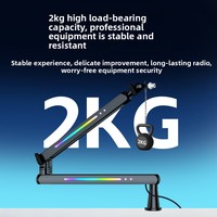 Support de microphone de bureau transfrontalier B.BMIC NB-F50 avec bras articulé, éclairage RGB et hauteur réglable pour diffusion en direct