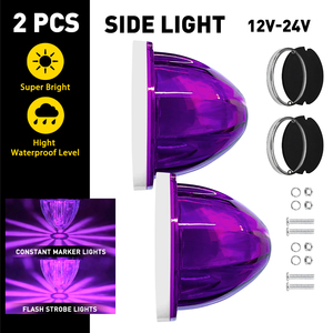 ไฟ LED รูปแตงโม 2 ชิ้น สีม่วง ไฟแฟลช สำหรับรถบรรทุก รถพ่วง ไฟเลี้ยวข้างทรงกลม 12V 24V - Product Image 6