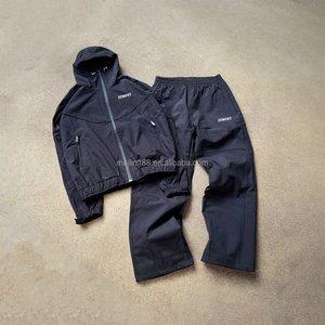 Custom Manufacturing Windbreaker Set Windproof Waterproof <b>Zip</b> <b>up</b> <b>Jacket</b> and Nylon Pants Set Track Suit Windbreaker Tracksuit - Product Image 1