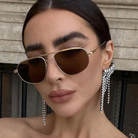 Logo personnalisé Lunettes de soleil personnalisables unisexes à tige ovale en métal et à double pont pour femmes tendance