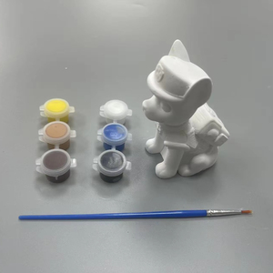 Set di giocattoli da disegno in gesso: Salvadanaio <span class=keywords><strong>a</strong></span> forma di cane e uovo di coniglio pasquale, decorazioni personalizzabili in gesso bianco da 4,5 pollici - Product Image 1