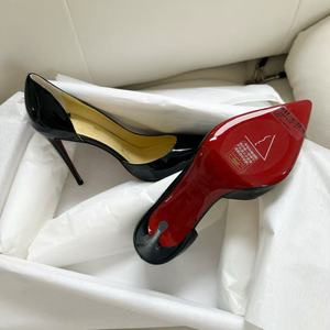 Chaussures de créateur style Z à ouverture latérale en cuir verni pour femme, nouvelles, sexy, à talon aiguille rouge, élégantes, pointues, noires, pour le travail - Product Image 4