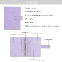 Hongbo Best Seller Croco A7 Carpeta de 6 anillas Carpeta de cuero PU para hojas sueltas Patrón de hoja de organización de documentos