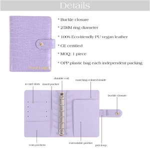 Faux <span class=keywords><strong>Croc</strong></span> cousu à la main 6 anneaux argent organisateur A7 portefeuille liant A7 spirale papier Journal cadeau journaux Journal rechargeable - Product Image 5