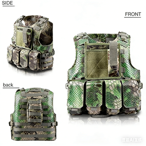 เสื้อกั๊กยุทธวิธีแบบมีช่องใส่แผ่นเกราะพร้อมกระเป๋าข้างต้นขา ทำจากโพลีเอสเตอร์ เหมาะสำหรับกิจกรรมทางยุทธวิธี - Product Image 3