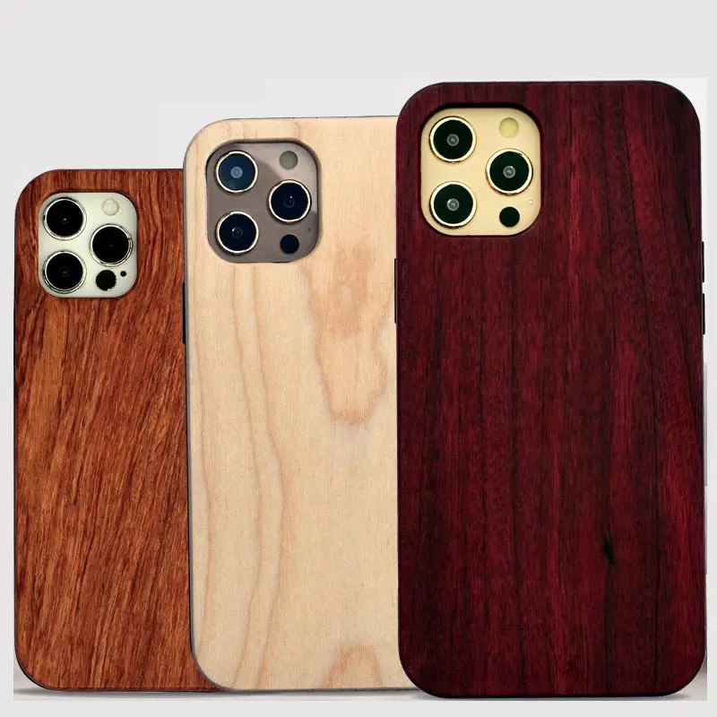 Funda de teléfono de madera grabada personalizada para iPhone 15 Pro Max funda de teléfono móvil para iPhone 14