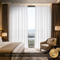 Cortinas translúcidas de lujo de mezcla de poliéster y lino, cortinas translúcidas para hoteles y oficinas, ignífugas, personalizables OEM/ODM, de calidad comercial