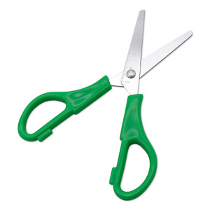 Green Straight Tip Student Scissors Stainless Steel Office Paper Cutting Ruler Scissors For Home DIY Use - Product Image 1