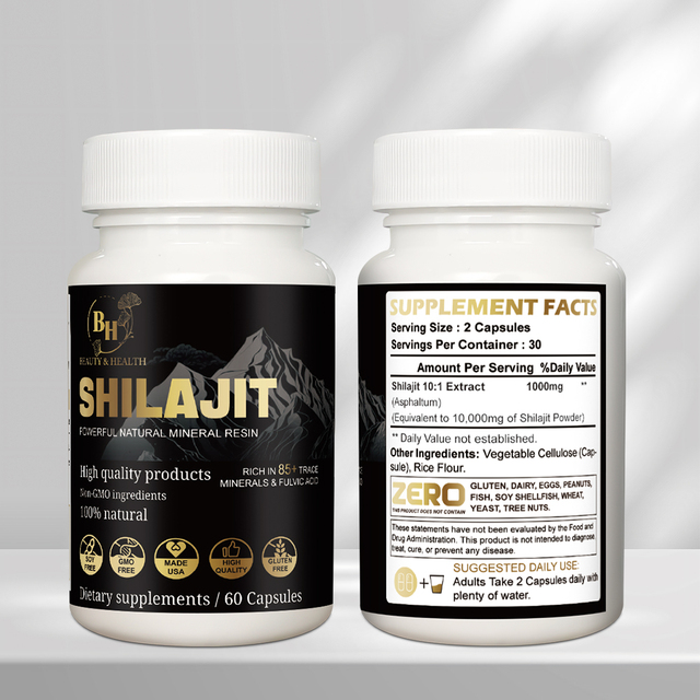 Premium Herbal Shilajit Capsules Natural Energy Booster for Men Strength Support Fitness Supplement Pills