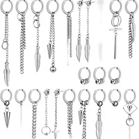 Anting-anting klip geometris berbentuk C dari bahan alloy untuk telinga tanpa tindik - Fashion pesta yang sedang tren