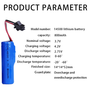 Kualitas tinggi 14500 800mAh 3.7V baterai polimer Ion Lithium 3C 4C 5C paket sel untuk produk elektronik mainan peralatan listrik - Product Image 2