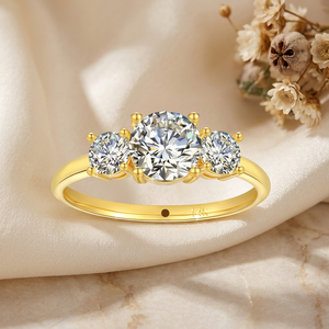 มินิ 7 มอยส์ซาไนต์เพชรแท้ ทอง 14K แหวนหมั้น แหวนแต่งงาน เครื่องประดับชั้นดีสำหรับผู้หญิง - Product Image 4