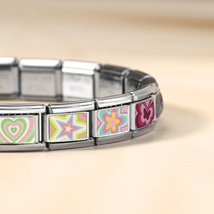 Pulsera Modular Italiana Colorida de Acero Inoxidable, Joyería Unisex para Regalo, Accesorio de Joyería DIY - Product Image 3