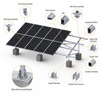 Sistema de Soporte para Paneles Solares de Techo Plano con Inclinación Ajustable y Alta Resistencia al Viento, Soporte de Aleación de Aluminio para PV