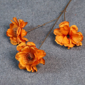 ดอกโบตั๋นสีส้มอ่อนเหมือนจริงก้านยาวทำจากพลาสติกประดิษฐ์ดอกโบตั๋นดอกกุหลาบดอกบัวสำหรับงานแต่งงานจบการศึกษา - Product Image 6