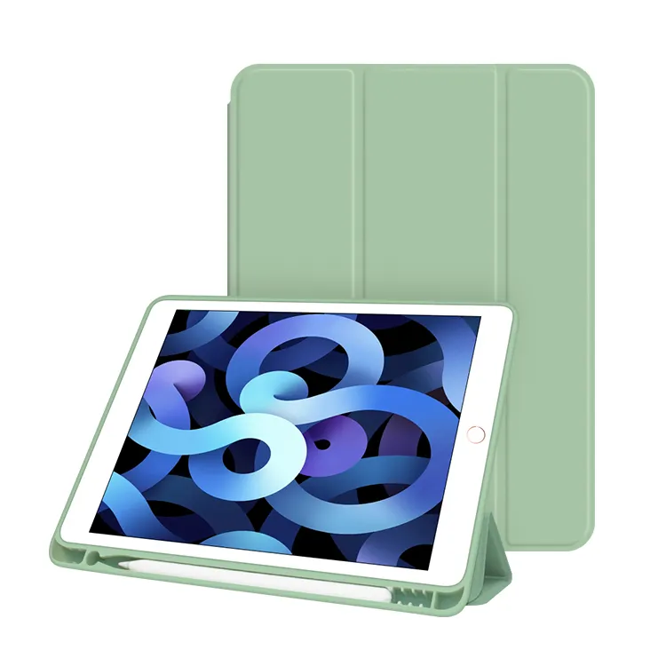 Thông minh trifold lật trường hợp vỏ mềm TPU bìa cho Apple iPad 7th 8th 9th thế hệ 10.2 "2020 với Bút Chì Chủ Tablet trường hợp