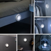 Veilleuse LED Circulaire Intelligente Blanche à Détection de Mouvement, 3 piles AAA, Lampe à Capteur Magnétique pour Armoire et Chevet, Commande par Interrupteur Inductif, Design Moderne, Nouveauté