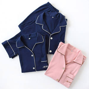 Set pigiami da donna in <span class=keywords><strong>cotone</strong></span> 100% con stampa personalizzata Set di pigiami con bottoni in basso pantaloni in <span class=keywords><strong>pigiama</strong></span> da donna - Product Image 1