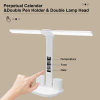 Lámpara de Mesa LED con Control Táctil, Portaplumas Doble, Reloj Digital, Plegable, Ajustable, Protección Ocular, Luz de Escritorio para Estudio u Oficina