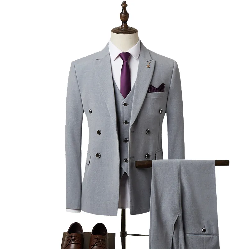 Traje de negocios para hombre, traje de tres piezas, italiano, delgado, para boda, venta al por mayor