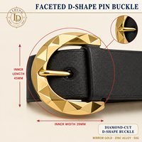 Boucle de ceinture pour femme en forme de D à coupe diamant, boucle à ardillon dorée à facettes effet miroir, ceinture de taille géométrique moderne OEM