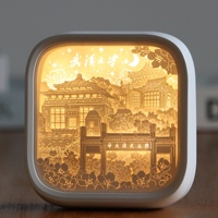 Lampe de nuit LED 3D USB en papier artisanal personnalisé, motif artistique décoratif, souvenir de voyage, cadeau de festival haut de gamme