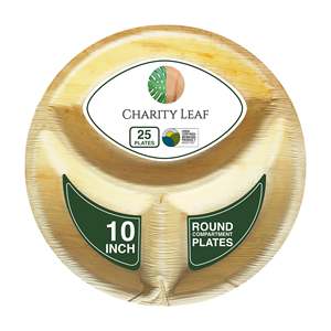 Plato Redondo de Hoja de Palma Natural de 10 Pulgadas - 3 Compartimentos - Product Image 5