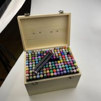 Boîte en bois personnalisée OEM, 168 couleurs, encre à l'alcool permanente, stylo marqueur double pointe, ensemble de marqueurs artistiques pour le dessin scolaire, papeterie