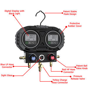 एचवीएसी एयर कंडीशनर डिजिटल कई गुना गेज डिजिटल रेफ्रिजरेटर दबाव गेज, 1.5 मीटर चार्जिंग नली के साथ - Product Image 6