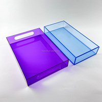 Organisateur de bureau en acrylique à 5 faces, design coloré, pour rangement domestique, présentoir de papeterie pour enfants, plateau de service pour salle à manger