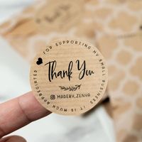 Rouleau d'autocollants de remerciement ronds en papier kraft, étiquettes adhésives pour l'emballage de cadeaux pour petites entreprises