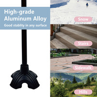 Bâton de marche pliable à quatre pattes en alliage d'aluminium Poignée en EVA Bâton de mobilité pliable réglable pour embout en caoutchouc pour personnes âgées