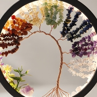 Lampe en cristal Arbre de Vie en gros, Arbre de guérison des 7 chakras, Veilleuse LED en cristal, Cadre rond USB, Décoration pour la maison et la chambre