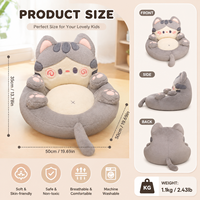 Coussin de sol en peluche chat de dessin animé, pouf épais et confortable pour enfants, idéal pour le salon, la lecture, comme coussin de canapé ou décoration intérieure, cadeau parfait.