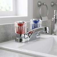 Poignée de robinet en acrylique transparent écologique, design moderne, interrupteur eau chaude/froide, capuchon chromé poli côtelé pour salle de bain