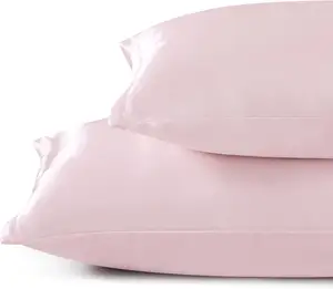 Toptan yumuşak rahat düz renk baskı uyku hediye organik cilt saten ipek yastık kılıfı ile özel Logo