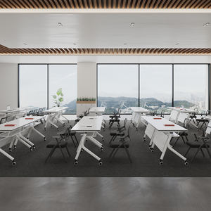 Mesa de Escritório Móvel para Computador, Mesa Dobrável para Sala de Aula, Mesa de Conferência Portátil Moderna com Rodas - Product Image 5